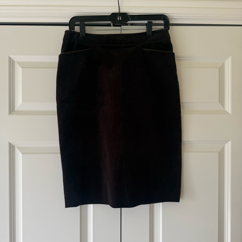 Loro Piana Dark Brown Corduroy Pencil Skirt – Made in Italy – Size 42 (US 6)